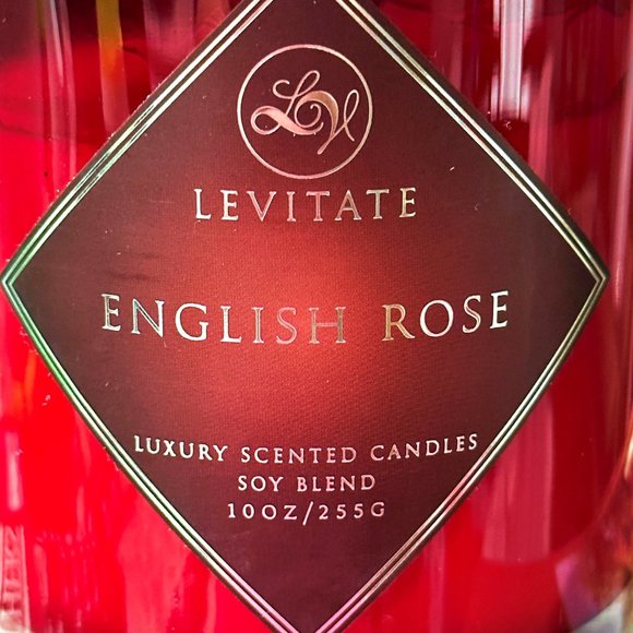 LEVITATE English Rose Luxury Scented Candle Soy Blend *Partially Burned / Used - Picture 2 of 8